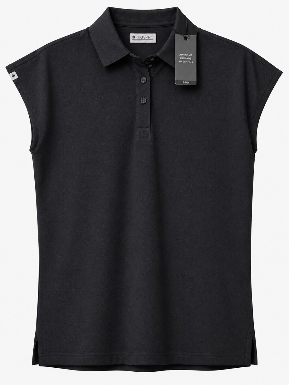 Lot of 2 Figs Scrubs Women's Black Technical Ella Pique Sleeveless Polo Tank Top